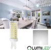 A dining room scene with a table and chairs, and a close-up of an LED light bulb. Produktbild-Vorschau