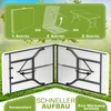 An instructional graphic showing how to set up a folding table, with a close-up view of the table's underside. Anteprima dell’immagine prodotto