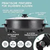 A marketing image showcasing the features of an electric pizza pan. Anteprima dell’immagine prodotto