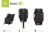 Three views of a black car seat are displayed against a white background, with text and logos above and size indicators below. Náhľad obrázku produktu