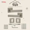 A product image showcasing door handles and related hardware, presented with descriptive text and branding. Produktbild-Vorschau