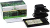 A product box, instruction manual, and LED light hood with its power adapter are displayed. Anteprima dell’immagine prodotto