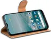 A flip case for a smartphone is shown open, with the phone inside. Produktbild-Vorschau