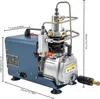 A product shot of an air compressor with dimensions indicated by measurement lines and text. Náhľad obrázku produktu