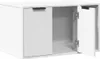 A white cabinet with two doors, one open, on a white background. Produktbild-Vorschau