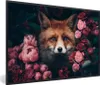 MuchoWow® Gerahmtes Poster Fuchs - Blumen - Tiere 90x60 cm Produktbild-Vorschau 1