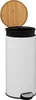 A white pedal bin with a bamboo lid is shown against a white background. Anteprima dell’immagine prodotto