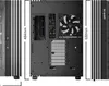 The back view of a computer case with dimensions indicated. Produktbild-Vorschau
