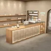 A modern coffee shop counter with shelves and a neon sign. Produktbild-Vorschau