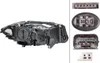 A black and gray car headlight assembly is shown against a white background, with close-up views of its connectors. Produktbild-Vorschau