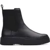 A black leather Chelsea boot with a thick sole, shown from the side against a white background. Produktbild-Vorschau
