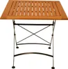 A square wooden garden table with a black metal folding frame, shown from the front. Produktbild-Vorschau