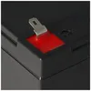 A close-up view of the terminal of a black battery. Produktbild-Vorschau