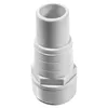 A white plastic pipe fitting with threaded ends and hose barbs, isolated on a white background. Produktbild-Vorschau