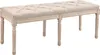 A beige upholstered bench with tufted detailing and carved wooden legs, presented against a white background. Anteprima dell’immagine prodotto
