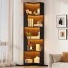 Libreria angolare Fliek con striscia LED, 63,5x45x175 cm, Anteprima dell’immagine prodotto 1