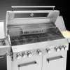 A close-up, studio shot of a stainless steel gas grill. Produktbild-Vorschau