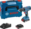 A Bosch cordless hammer drill with its case, battery, and charger, displayed on a white background. Voir les images du produit