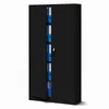 A black metal storage cabinet with its doors open, revealing several blue binders on shelves. Voir les images du produit