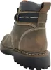 A rear view of a brown leather boot with a black sole. Voir les images du produit