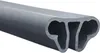 A close-up, angled view of a gray, hollow, extruded profile, likely a rail or track, against a white background. Produktbild-Vorschau