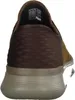 The back view of a brown and tan slip-on sneaker. Voir les images du produit