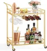 A gold-colored bar cart filled with bottles of alcohol, glassware, and decorative items. Produktbild-Vorschau
