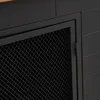 A close-up view of a black metal cabinet door with a mesh insert. Náhled obrázku produktu