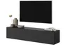 A black TV stand with a TV mounted above it, and decorative items on the stand. Náhľad obrázku produktu