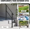 A collage showing a black outdoor stair handrail on a set of concrete stairs, with inset images of a garden, a hotel pool area, and a terrace. Podgląd zdjęcia produktu