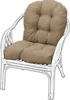 A white rattan chair with a tan cushion. Anteprima dell’immagine prodotto