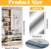 A product size chart showing dimensions and a collage of the product in a room setting. Produktbild-Vorschau