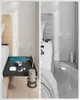 A split image showing a bedside table with electronics on the left and a similar bedside scene on the right. Produktbild-Vorschau