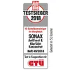 A marketing image showing a "Test Winner 2018" award for a SONAX product, tested in cooperation with GTU. Produktbild-Vorschau