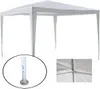 A white gazebo or pavilion on a white background, with close-up insets of the leg and corner joint. Produktbild-Vorschau