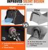 A comparison image showing the features of a cat running wheel, highlighting its silent design. Produktbild-Vorschau