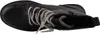 A top-down view of a black lace-up boot. Voir les images du produit