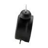A close-up, angled view of a black retro analog alarm clock against a white background. Voir les images du produit