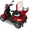 A red electric scooter with a storage box is shown against a white background. Produktbild-Vorschau