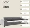 LIKMA Ekrü 3 Sitzer Samt Sofa Elsa 234x77x93 cm 3-er Produktbild-Vorschau 3