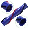 A close-up shot of a blue vacuum cleaner brush roll with red and black bristles. Produktbild-Vorschau