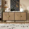 Merax Sideboard in Holzoptik mit 4 Türen und rundem Produktbild-Vorschau 1