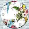 Wanduhr aus Glas Rund fi 30 Papageien & Blumen Quarz Deko Produktbild-Vorschau 1