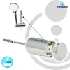 A diagram showing a shower head set and its mounting hardware, with a brand logo and a circular graphic. Produktbild-Vorschau
