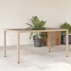 vidaXL Záhradný stôl so sklenenou doskou béžový 150x90x75 Náhľad obrázku produktu 2
