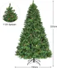 A full shot of a decorated artificial Christmas tree with dimensions indicated. Produktbild-Vorschau