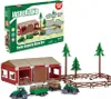 A product box for a farm toy set is shown, with the toy set itself displayed below it. Produktbild-Vorschau
