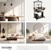 Collage of four interior design scenes: a dining room, a computer desk, a living room, and a bedroom. Includes a product description and brand logo. Produktbild-Vorschau