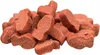 A pile of small, brown, bone-shaped cat treats. Produktbild-Vorschau