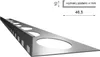 A metal corner profile with circular cutouts, shown with a diagram indicating dimensions. Produktbild-Vorschau